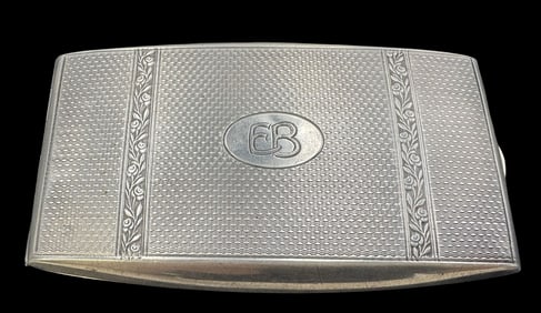 Vintage 900 Silver Cigarette Case /w Gilt Interior