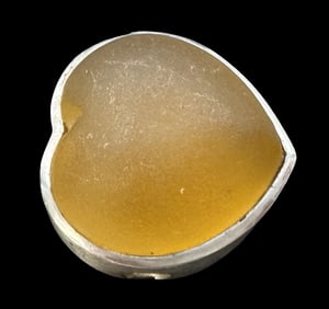 Vintage European Sterling Silver & Orange Murano Glass Heart Shaped Designer Pendant