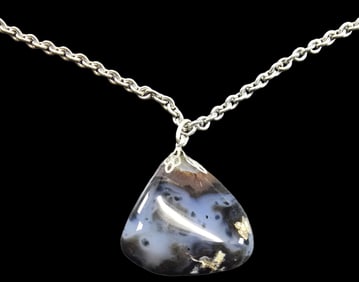 Vintage Mid-Century Modern European 835 Silver & Gemstone Pendant Necklace