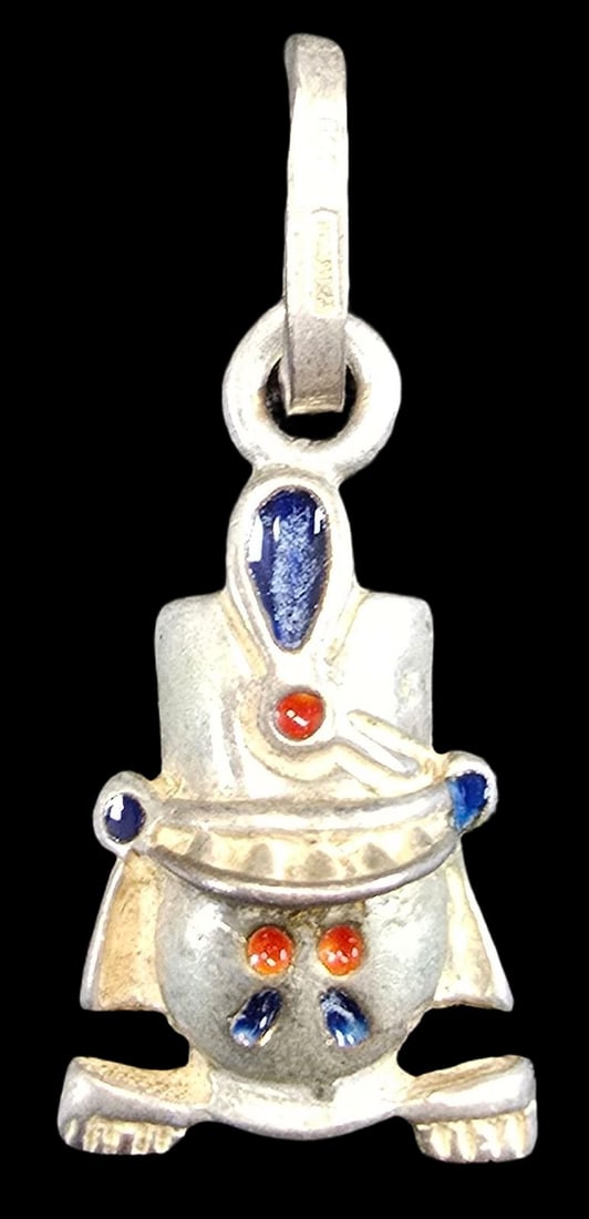 Unusual Vintage Italian 800 Silver & Enamel Military Officer Pendant Charm: Very good vintage condition with minor patina according to age. Measures approx. 1" long and weighs ca. 3 grams. Marked. SHIPPING: We ship in-house and charge a flat fee of $12 for any order of 5 smal