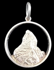 Vintage European 800 Silver Matterhorn Alps Mountain Pendant Charm
