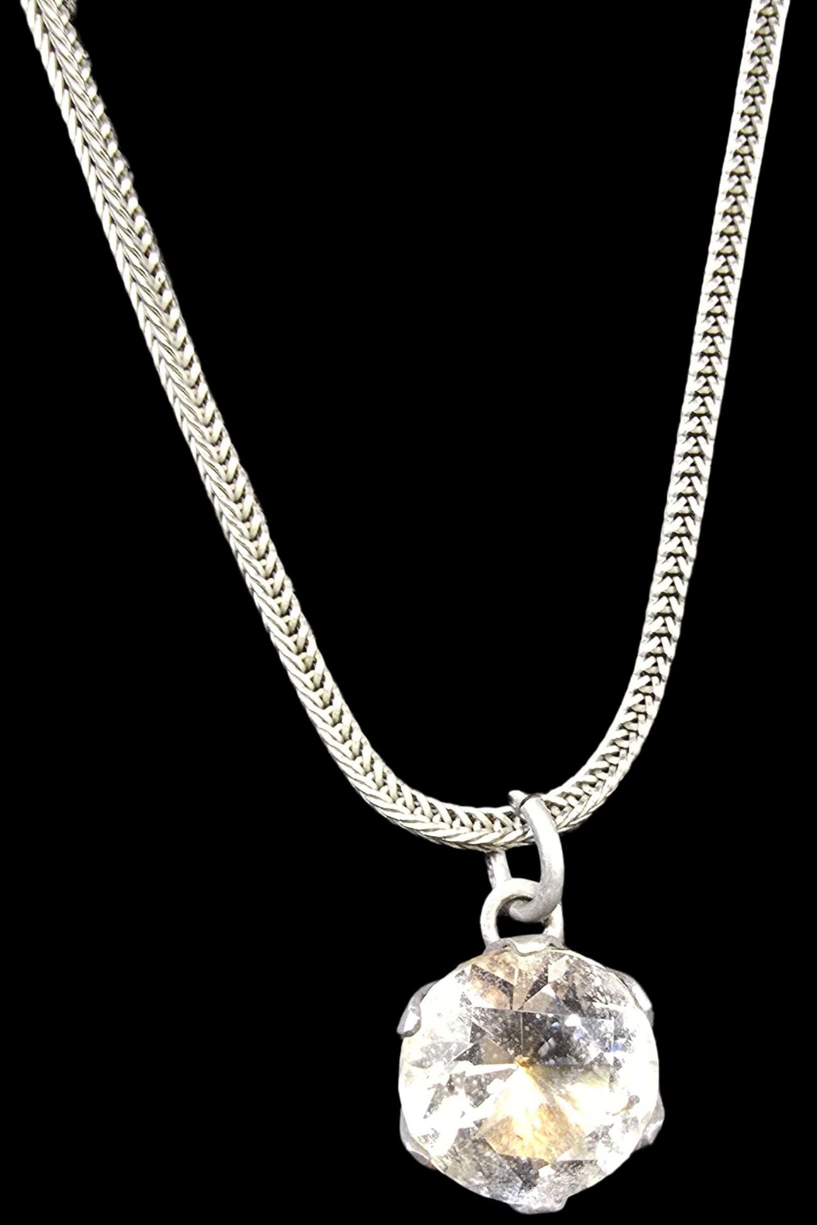 Vintage Mid-Century European 800 Silver & Rock Crystal Pendant Necklace (1 of 5)