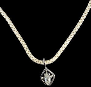 Vintage Mid-Century European 800 Silver & Rock Crystal Pendant Necklace