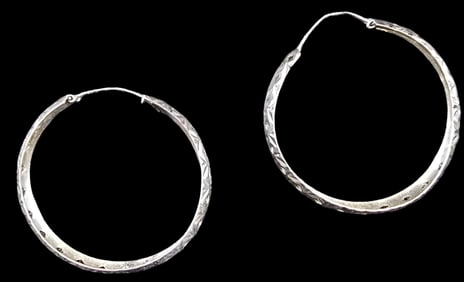 Pair of Vintage Sterling Silver Hoop Earrings