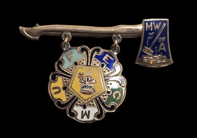 Antique 10K Gold & Enamel Masonic Pin Brooch