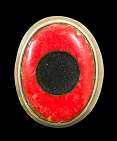 Unusual Vintage European 835 Silver & Enamel Ring