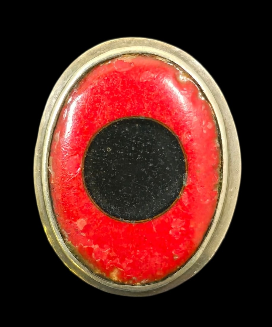 Unusual Vintage European 835 Silver & Enamel Ring (1 of 8)