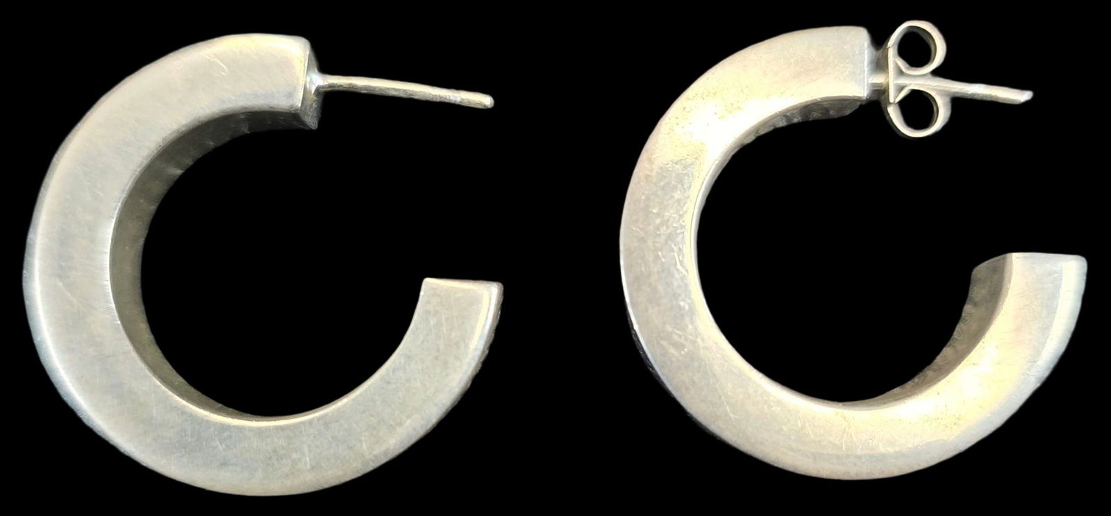 Stylish Vintage Mid-Century Sterling Silver Hoop Earrings (1 of 5)