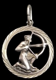 Vintage European 800 Silver Zodiac Sign Pendant Charm