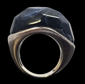Massive Vintage Sterling Silver & Blue Gemstone Cocktail Ring