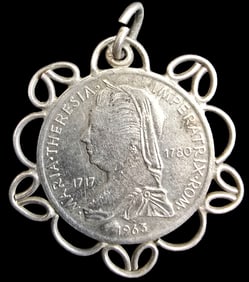 Impressive Antique Austrian 900 Silver Maria Theresia Pendant