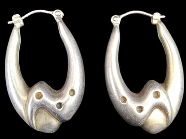 Unusual Vintage Sterling Silver Earrings