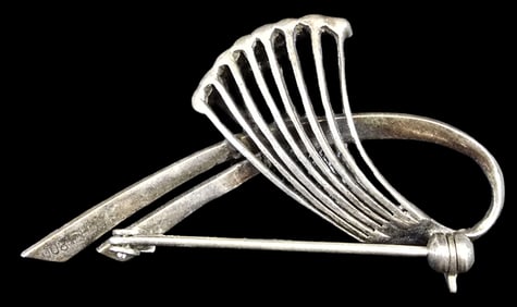 Unusual Vintage European 800 Silver & Marcasite Brooch