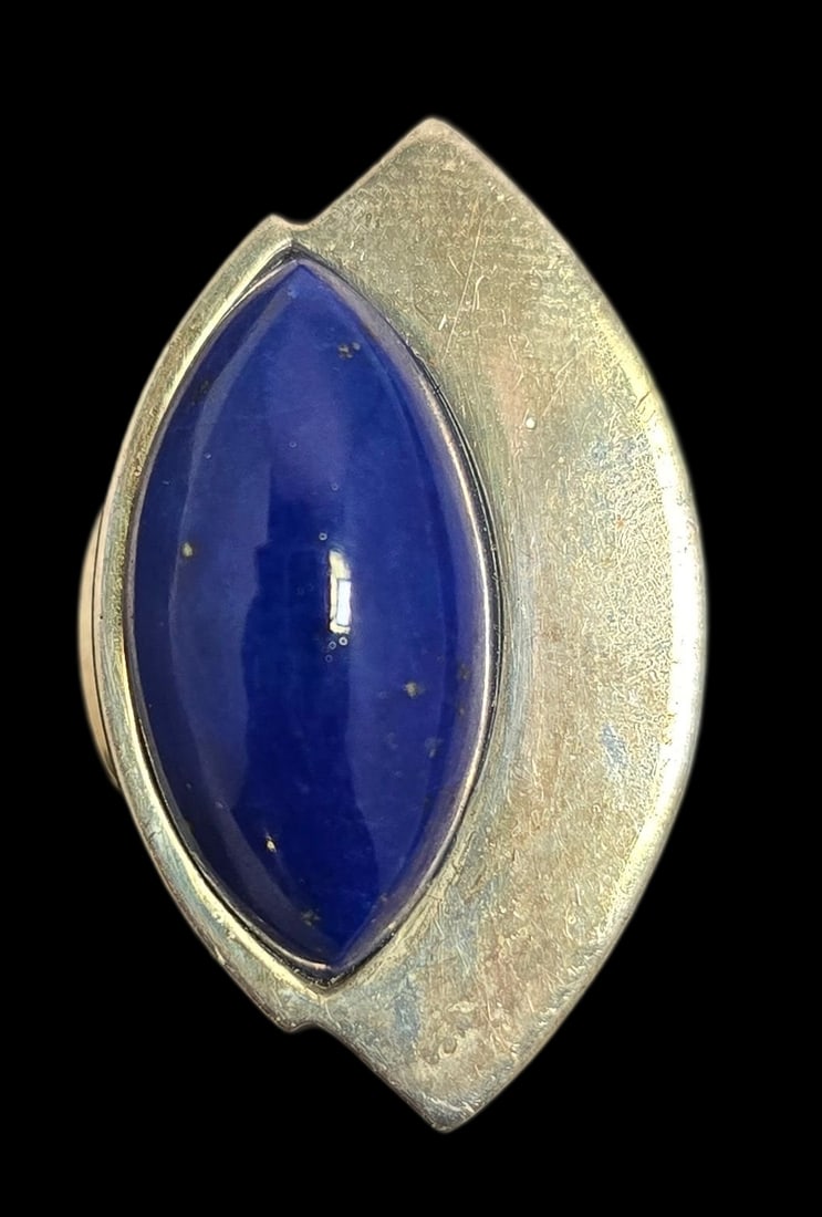 Vintage Mid-Century Modern Sterling Silver & Blue Gemstone Designer Ring (1 of 7)