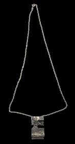 Vintage Mid-Century Modern Brutalist European 835 Silver Pendant Necklace