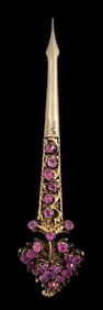 Rare antique ca. 1850 European Vermeil Silver & Ruby Brooch
