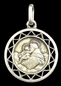Vintage Italian 800 Silver Saint Anthony Protective Pendant Charm