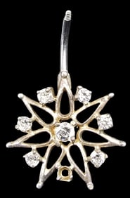 Vintage Partially Gilt Sterling Silver & Clear Rhinestone Star-Shaped Pendant