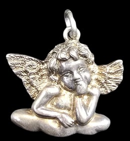 Beautiful Vintage Sterling Silver Angel Pendant Charm