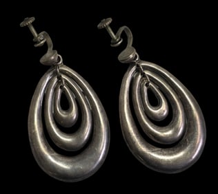 Vintage Mid-Century Modern Sterling Silver Earrings