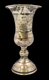 Vintage 1960s Sterling Silver Kiddush Cup /w Engraved Inscriptions