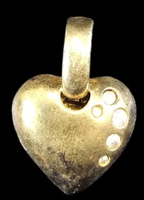 Vintage Gilt Sterling Silver & Clear Gemstone Clip-On Heart Pendant Charms