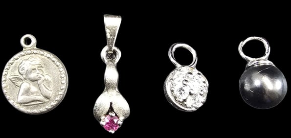 Lot of 4 Silver Pendant Charms