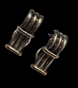 Vintage Sterling Silver & 14K Gold Clip-On Earrings