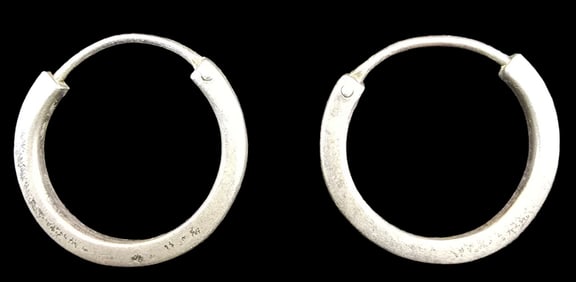 Pair of Vintage European 800 Silver Hoop Earrings