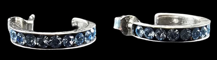 Pair of Vintage Sterling Silver & Blue Gemstone Earrings