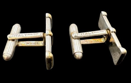 Vintage Italian Partially Gilt Sterling Silver Designer Cufflinks
