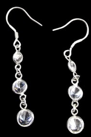 Stylish Vintage Sterling Silver & Gemstone Chandlier Earrings