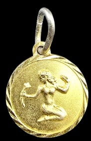 Vintage Gilt Sterling Silver Zodiac Sign Pendant Charm