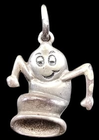 Whimsical & Unusual Vintage Sterling Silver Happy Condom Pendant Charm