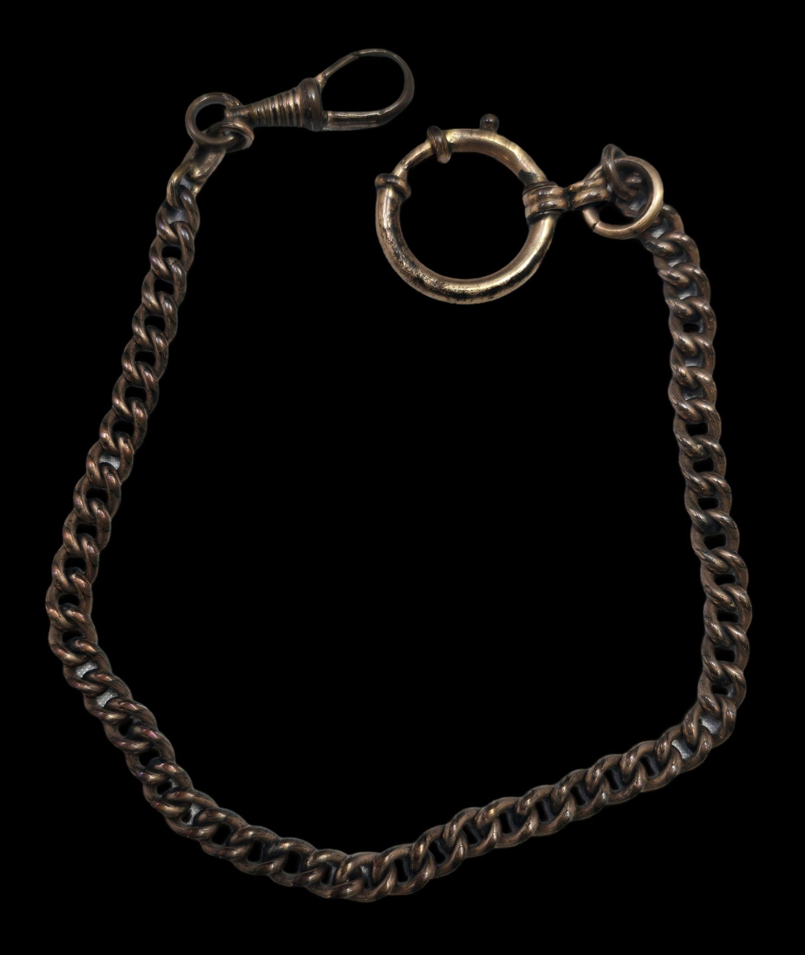 Antique ca. 1910 European Gold Plated Metal Pocket Watch Chain (1 of 6)