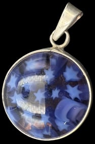 Beautiful Vintage Sterling Silver & Murano Art Glass Pendant