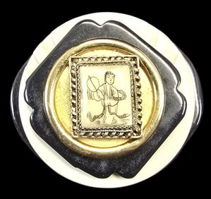 Very Unusual Vintage Mid-Century Asian Scrimshaw Brooch