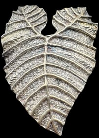 Unusual Ornate Vintage Sterling Silver Leaf Designer Brooch  - Signed