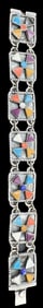 Gorgeous Vintage TAXCO Mexico Sterling Silver Multi-Color Gemstone Panel Bracelet