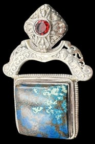 Unusual Vintage Sterling Silver & Gemstone Pendant