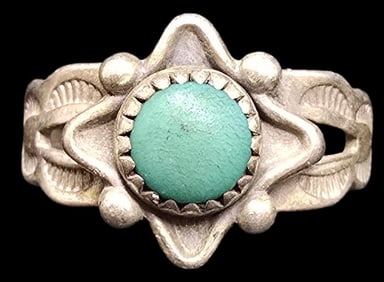Vintage Mid-Century 1960s Native American BELL TRADING POST Sterling Silver & Gemstone Ring