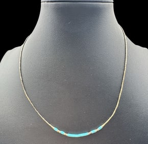 Vintage Sterling Silver & Turquoise Colored Beads Necklace