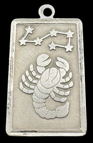 Vintage Sterling Silver Zodiac Sign Scorpio Pendant Charm
