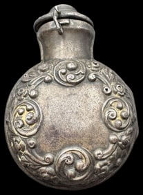 Rare Ornate Antique Victorian Era Sterling Silver Perfume Flacon Cover Box