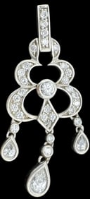 Beautiful Vintage Sterling Silver Cluster & Clear Gemstone Pendant