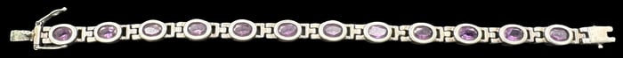 Beautiful Vintage Sterling Silver & Amethyst Bracelet