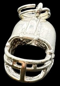 Great Vintage Detailed Sterling Silver Football Helmet Designer Charm Pendant