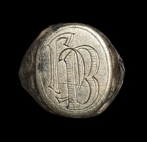 Vintage Mid-Century European 835 Silver Signet Seal Ring