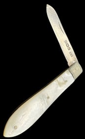 Antique British WILLIAM NEEDHAM Sterling Silver Knife /w Mother of Pearl Handle