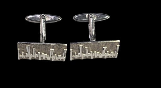 Vintage Mid-Century Modern Brutalist 835 Silver Cufflinks